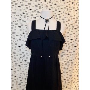 J.Crew Sleeveless Black Ruffle MIDI Dress